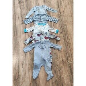 Carter's Nike One-Piece Long Sleeve 6-9M 5 Piece Set Blue Gray Animal Print